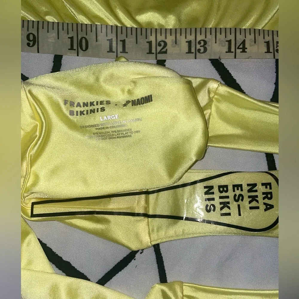 Frankies Bikinis SET NWOT Marina Satin Cheeky Btms(L) Carly Ruffle Satin Top (M)